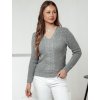 Világosszürke női pulóver V-nyakkivágással CASVINA