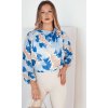 Világoskék-bézs mintás blúz MIREL