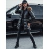 Fekete női téli steppelt kabát kapucnival WINTERZIP