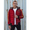 Piros férfi téli steppelt kabát kapucnival