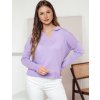 Lila színű női pulóver gallérral VISTILLA