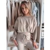 Női bézs pulóver áttört betéttel ELEGRA