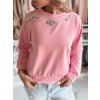 Rózsaszín női könnyű pulóver dekoratív díszítéssel CRYSTALIA