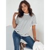 Női sötétkék-fehér csíkos póló RILANT