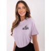 Világos lila női pamut póló nyomattal (Méret L)