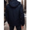 Sötétkék férfi átmeneti kabát kapucnival