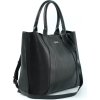 Női fekete bőr shopper táska SERENA