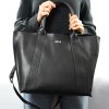Női fekete bőr shopper táska SERENA
