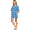 Kék csíkos női rövid frottír pizsama Doctor Nap