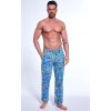 Kék hosszú férfi alvónadrág nyomattal Cornette