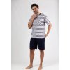 Férfi rövid csíkos pizsama mellzsebbel Regina (Méret XL, Barva bordó)