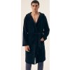 Sötétkék férfi puha fürdőköpeny kapucnival Henderson (Méret L, Barva sötétkék)