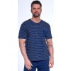 Sötétkék férfi rövid pizsama csíkos pólóval Cornette