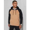 Bézs-fekete kényelmes férfi pulóver kenguru zsebbel