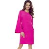 Fukszia színű ruha rakott ujjakkal és zsebekkel BEATA (Méret S)
