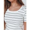 Fehér női bordázott miniruha csíkokkal LINELLA