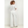 Fehér női pamut melegítőnadrág széles szárral (Rozmiar L)