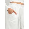 Fehér női pamut melegítőnadrág széles szárral (Rozmiar L)