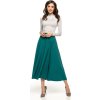 Smaragdszínű női midi szoknya kiszélesedő szabással (Rozmiar S)