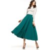 Smaragdszínű női midi szoknya kiszélesedő szabással (Rozmiar S)