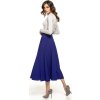 Sötétkék női midi szoknya kiszélesedő szabással (Rozmiar S)