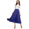 Sötétkék női midi szoknya kiszélesedő szabással (Rozmiar S)