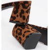 Tweed leopárd mintás oszlopsarkú cipő, 5,5 cm-es sarok