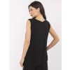 Fekete női bő, viszkóz ujjatlan blúz