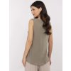 Khaki női laza viszkóz ujjatlan blúz