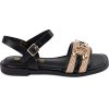 Fekete női szandál puha bőr talpbetéttel