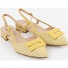 Elegáns női sárga, alacsony sarkú cipő, 2,5 cm-es sarok