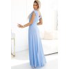 Világoskék hosszú ruha nyakkivágással és csillámokkal CRYSTAL