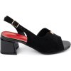 Fekete női velúr szandál, sarok 5 cm