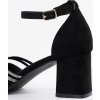 Fekete női velúr oszlopsarkú szandál , sarok 6 cm