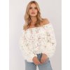 Krémszínű női virágos blúz nyitott vállakkal (Méret ONE SIZE)