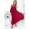 Rakott bordó sifon ruha hosszú ujjakkal és övvel KLARA