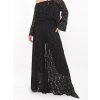 Fekete női széles nadrág csipkével
