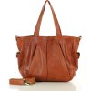 MARCO MAZZINI Camel színű női bőr shopper táska