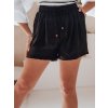 Fekete női szövet rövidnadrág megkötővel RELAX TIME