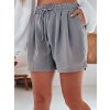 Szürke női szövet rövidnadrág megkötővel RELAX TIME