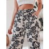 Fekete és krémszínű női nyári bő nadrág LOVEGARDEN virágmintával