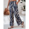 Kék-krémszínű női széles nyári nadrág ZEBRAVIBE