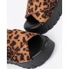 Női velúr éktalpú papucs leopárdmintával, 6,5 cm-es sarokkal
