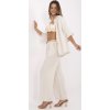 Világos bézs női nyári viszkóz nadrág kötött övvel