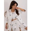 Fehér női 3 részes lenvászon nyári szett mintákkal