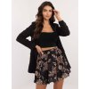 Fekete női miniszoknya virágmintával (Méret ONE SIZE)