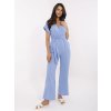 Világoskék női muszlin overál zsebekkel