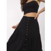 Fekete női rakott szoknya gombokkal és hasítékkal