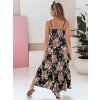 Fekete virágmintás női maxi ruha pántokkal MISSBLOSSY
