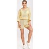 Világossárga női kötött blúz szett 3/4-es ujjal és rövidnadrággal